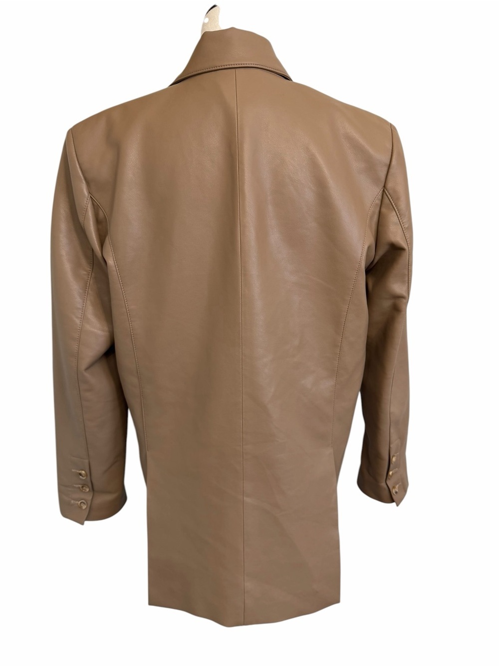 Pistola Roman oversized double-breasted faux leather blazer in taupe - Picture 7 of 8